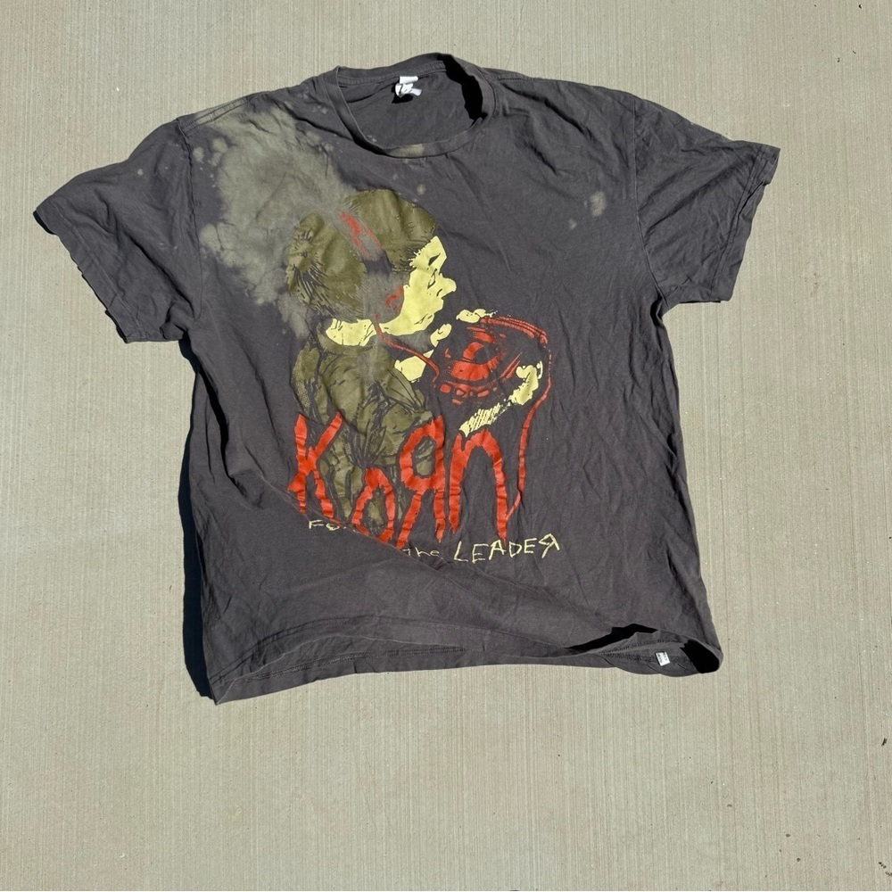 Korn 'Follow the Leader' Unisex T-Shirt Black Size Large, Distressed Nu Metal